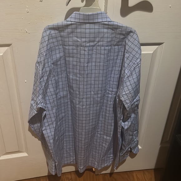 Fredrick Martin Men’s Blue and White Plaid Button Down Long-Sleeve Dress Shirt L - Picture 2 of 8